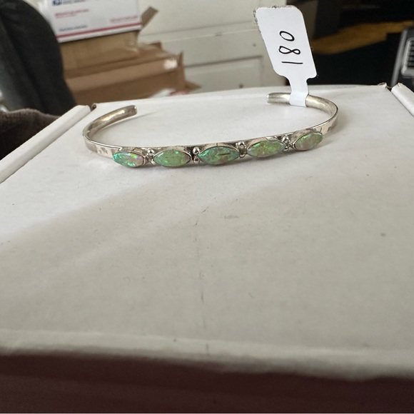Sterling Silver Opal Cuff Bracelet - Picture 4 of 6